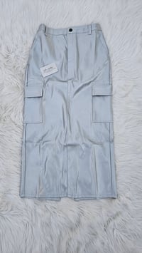 Image 2 of Metallic Gray Long Skirt 