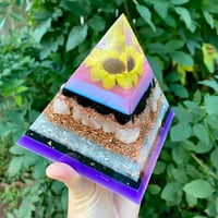 Image 3 of Sunflower Orgonite Pyramid (rose quartz and obsidian)