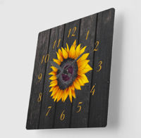 Image 5 of Rustic Wood Sunflower Square clock 