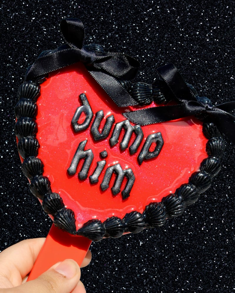 Image of Red and Black VDay Cake Handheld Mirror