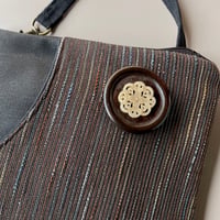 Image 4 of Large Zippertop Dark Chocolate and Black Canvas Bag