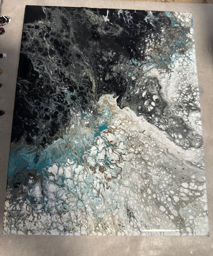 Image of 8x10 Split Teal/Brown Dutch Pour