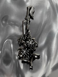 Image 1 of NieR Virtuous Treaty Sword & Lunar Tear Flower Deluxe Hard Enamel Pin - 2.5 Inch