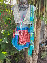 Image 6 of Boho slip skirt red and turquoise 6-12 uk