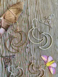 Image 6 of Large Hammered Crescent Moon Earrings