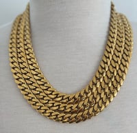 Image 5 of 18k Gold Plated Cuban Link Chain Bracelet Set, Stainless Steel 14mm