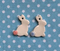 Image 7 of Ceramic Hanging Little Bunnies  Sideways or back view (Set of 2)