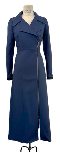 McClearon Jacket-Navy asymmetrical Zip Trench jacket/Dress, Modern Goth with a Twist | kim schalk McClearon Jacket-Navy asymmetrical Zip Trench jacket/Dress, Modern Goth with a Twist | kim schalk