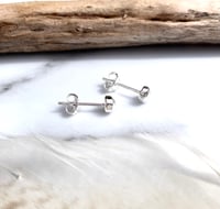 Image 4 of Handmade sterling silver faceted stud earrings. Minimal faceted studs 925 silver.