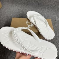 Image 1 of Red bottom flip flops 