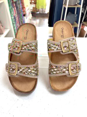 Image of Beige Sparkly Buckle Slider