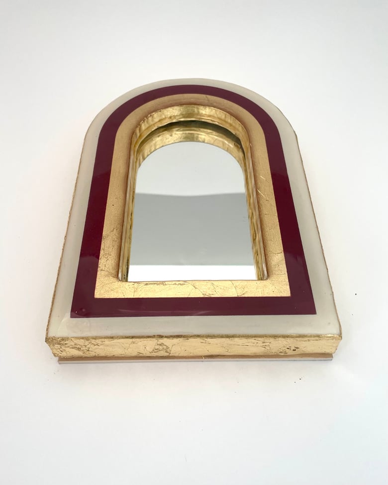 Image of Modernist Mirror White/Maroon/Gold leaf 