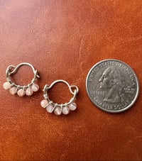 Image 3 of SOLEIL — Peach Moonstone Huggie Hoop Earrings