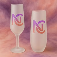 Image 1 of 🥂 Personalized Frosted Champagne Flutes – Stemmed & Stemless
