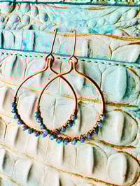 Image 2 of Blue Apatite (Copper) Hoop Earrings