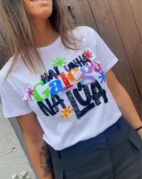 Image 1 of Camiseta bordada a man! HAI UNHA GALEGA NA LÚA. Varias tallas.