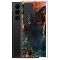 Image 5 of Dark Goth Black Cat With Orange Clear Case for Samsung®