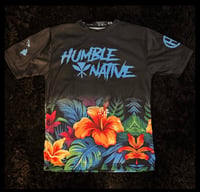 Image 1 of Blue Floral Burst Dri Fit Tshirt 