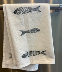 Image 5 of Fish Pattern Tea Towels  (SET OF 2) - Hand Stamped