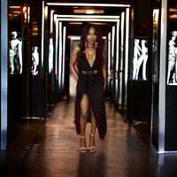 Image 4 of “Leila” Furry Black Gown- 2 Piece