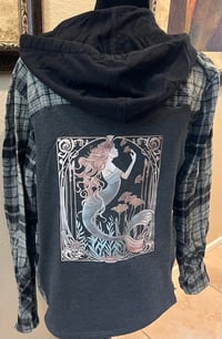 Vintage Green/Black Hoodie Flannel Black Mermaid