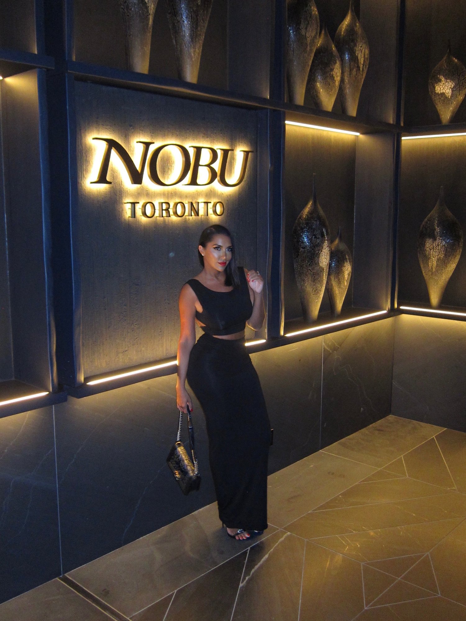 Image of BLACK SUPER SOFT CROP TOP & MAXI SKIRT SET (S)