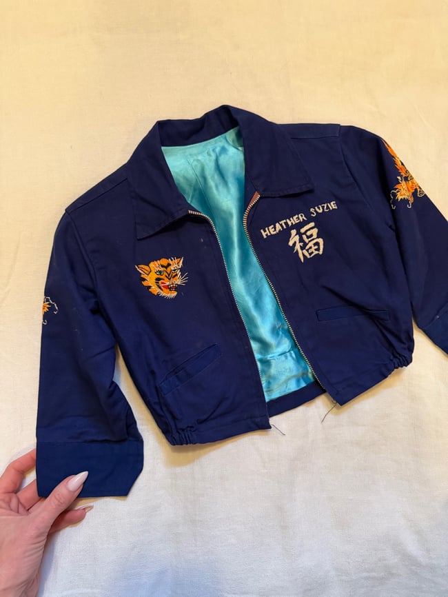 vintage children's authentic Japanese Sukajan jacket with hand embroidery 