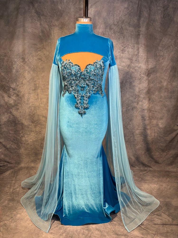 Image of Blue Flowy Sleeve Dress (1X)