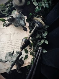 Image 1 of Paire de bougeoirs de style Empire. En cuivre, bronze et ébonite. Fin XIXEME!