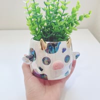 Image 3 of Small Cow planter with holographic effect