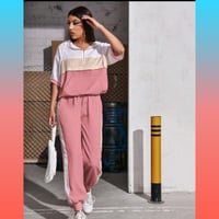 Image 1 of Half Zipper Drawstring Hoodie with Joggers 