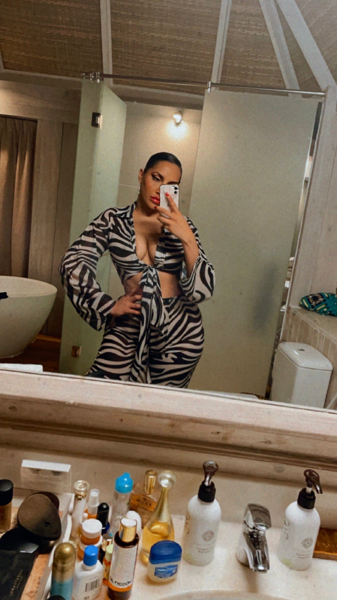 Image of ZEBRA SHEER 2-PIECE PANT SET (US SIZE 8)