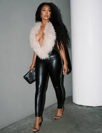 Image 4 of Leather fur jumpsuit 