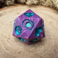 Image 2 of Purple Death Save D20 Dice for Dungeons and Dragons