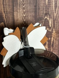 Image 2 of Western Themed Cow Print and Blue Jean Tumbler Straw Topper Bow