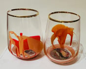 Image of Orangesicle Set of 2 highballs hand painted. 