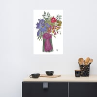 Image 4 of Iris and sweet peas with a fancy knot- Poster Print