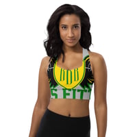 Image 4 of BOSSFITTED Grey Yellow and Green Longline Sports Bra
