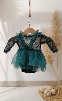 Image 3 of Newborn dress for photo shoots | Gabrielle | emerald dots