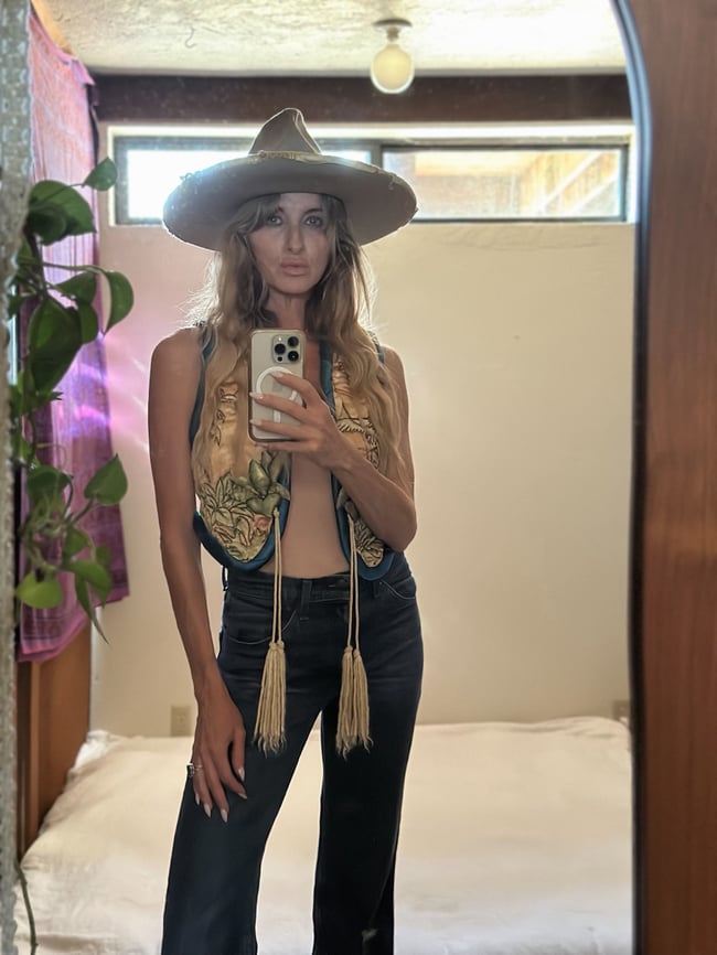 60s/70s silk hand tinted art vest