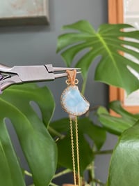 Image 3 of Gold Larimar Moon Crystal Necklace