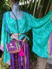 Image 4 of Kimono and cami top Set-jade and 💜 purple