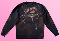 Image 1 of “HIPSTER” CUSTOM BLEACH PAINTED PULLOVER SWEATSHIRT LARGE