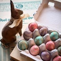 Image 3 of Set of 12 Spun Cotton Eggs, Gold & White Vintage Style