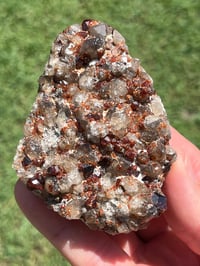 Image 2 of Smoky Quartz & Garnet Cluster On Feldspar Matrix #2484