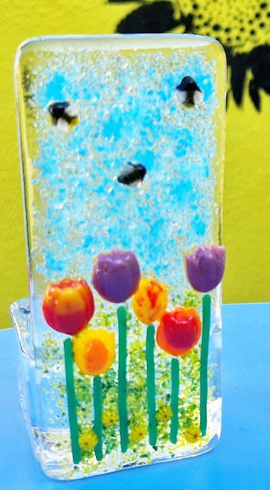 Image of Fused Glass Tulip Single Tea Light Holder