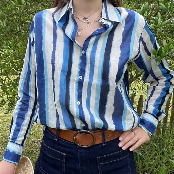 Image of Chemisier Multi Rayures Bleu resteT1 