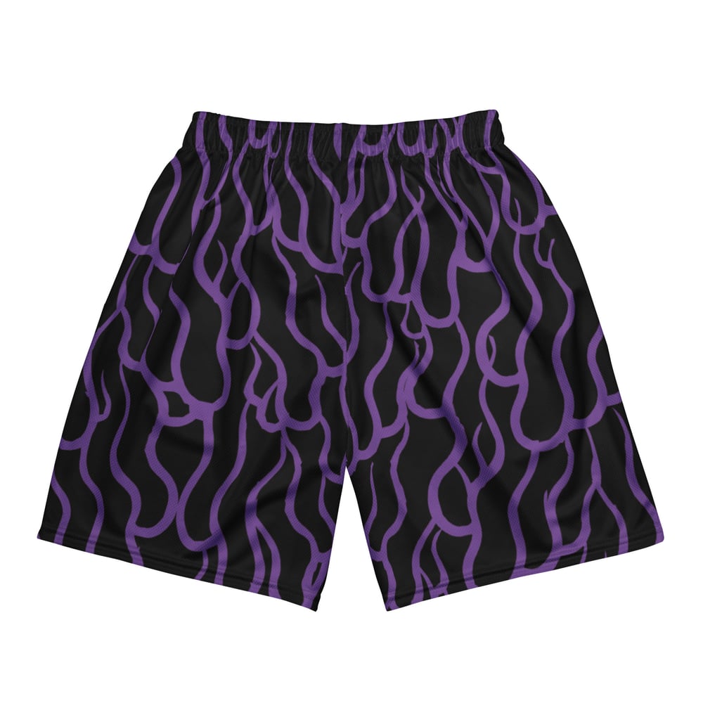 Purple Flame mesh shorts