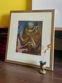 Image 2 of “Two Women and Fish Bowl”, Moody Mixed Media on Paper