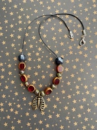 Image 2 of Crimson Stone Ribcage Necklace